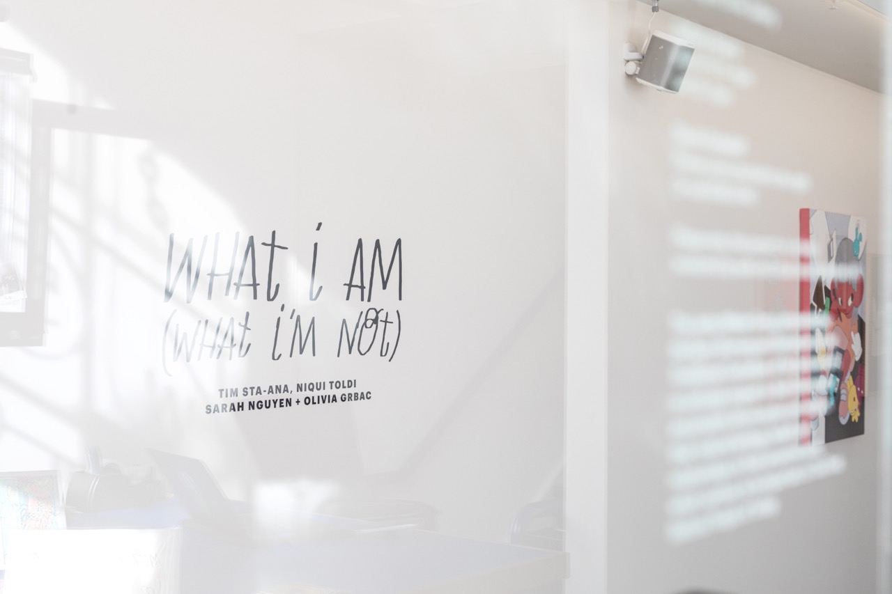 Photo of the group exhibition title 'What I Am (What I'm Not)'